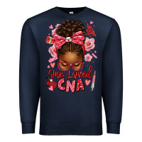 Navy one loved cna afro messy bun Premium Sweatshirt - texasbilliewilder
