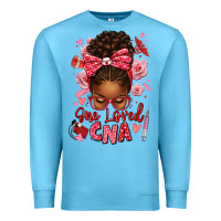 Ocean Blue one loved cna afro messy bun Premium Sweatshirt - texasbilliewilder