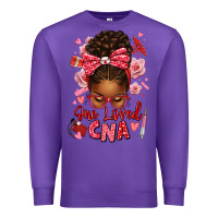 Purple one loved cna afro messy bun Premium Sweatshirt - texasbilliewilder