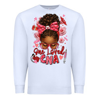 White one loved cna afro messy bun Premium Sweatshirt - texasbilliewilder