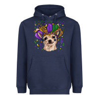 Navy mardi gras hat chihuahua Heavyweight Hoodie - RanaPortraitStore