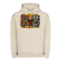 Pigment French Oak saddle sunflower horseshoe cowhide leopard background Urban Hoodie - Artiststas