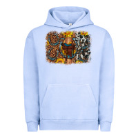Saddle Sunflower Horseshoe Cowhide Leopard Background Urban Hoodie | Teevron