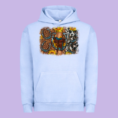 Saddle Sunflower Horseshoe Cowhide Leopard Background Urban Hoodie Designed By Artiststas