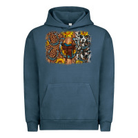 Pigment Midnight Navy saddle sunflower horseshoe cowhide leopard background Urban Hoodie - Artiststas