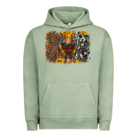 Pigment Oil Green saddle sunflower horseshoe cowhide leopard background Urban Hoodie - Artiststas