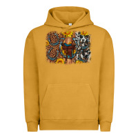 Pigment Peanut Butter saddle sunflower horseshoe cowhide leopard background Urban Hoodie - Artiststas