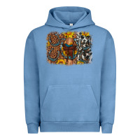 Pigment Pebble Blue saddle sunflower horseshoe cowhide leopard background Urban Hoodie - Artiststas