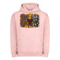Pigment Salmon saddle sunflower horseshoe cowhide leopard background Urban Hoodie - Artiststas