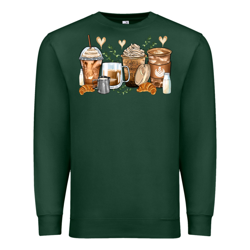 Latte Coffee Cups Premium Sweatshirt by Zillion Design Studio | Teevron