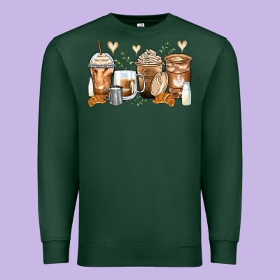 Latte Coffee Cups Premium Sweatshirt Designed By Zillion Design Studio