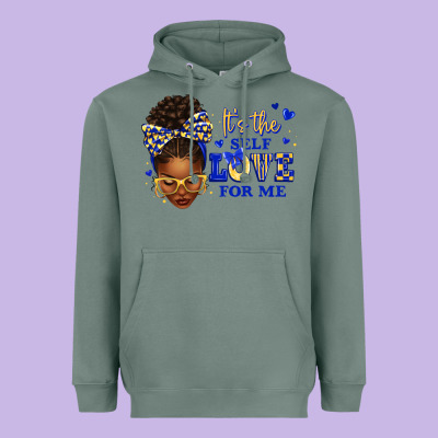 Heavyweight Hoodie sorority colors blue and gold it's the self love f