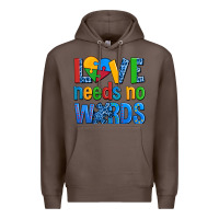 Coffee love needs no words autism Premium Hoodie - AdoDesignShop