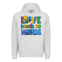 Dove Grey love needs no words autism Premium Hoodie - AdoDesignShop