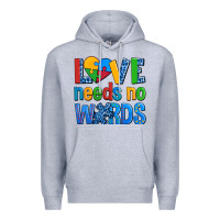 Heather Grey love needs no words autism Premium Hoodie - AdoDesignShop