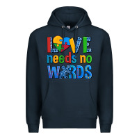Navy love needs no words autism Premium Hoodie - AdoDesignShop
