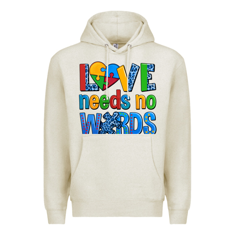 Love Needs No Words Autism Premium Hoodie by AdoDesignShop | Teevron