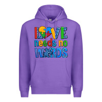 Purple love needs no words autism Premium Hoodie - AdoDesignShop