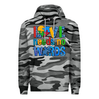Slate Camo love needs no words autism Premium Hoodie - AdoDesignShop