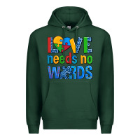 Sports Green love needs no words autism Premium Hoodie - AdoDesignShop