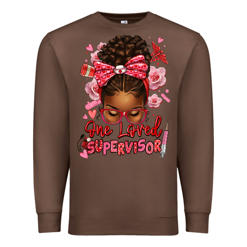 One Loved Supervisor Afro Messy Bun Premium Sweatshirt by texasbilliewilder | Teevron