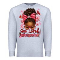 Heather Grey one loved supervisor afro messy bun Premium Sweatshirt - texasbilliewilder