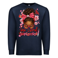 Navy one loved supervisor afro messy bun Premium Sweatshirt - texasbilliewilder
