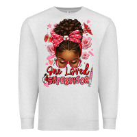 Oatmeal Heather one loved supervisor afro messy bun Premium Sweatshirt - texasbilliewilder