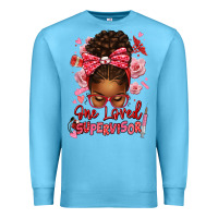 Ocean Blue one loved supervisor afro messy bun Premium Sweatshirt - texasbilliewilder