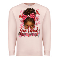Pale Pink one loved supervisor afro messy bun Premium Sweatshirt - texasbilliewilder