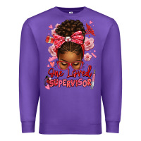 Purple one loved supervisor afro messy bun Premium Sweatshirt - texasbilliewilder
