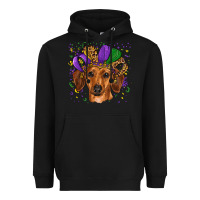 Black mardi gras hat dachshund Heavyweight Hoodie - RanaPortraitStore