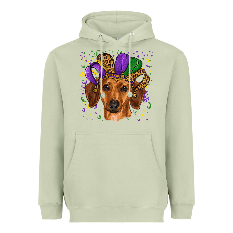 Mardi Gras Hat Dachshund Heavyweight Hoodie by RanaPortraitStore | Teevron