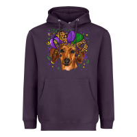 Plum mardi gras hat dachshund Heavyweight Hoodie - RanaPortraitStore
