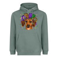 Sage mardi gras hat dachshund Heavyweight Hoodie - RanaPortraitStore