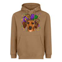 Toasted Coconut mardi gras hat dachshund Heavyweight Hoodie - RanaPortraitStore