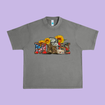 Mom Boots Hat And Sunflower Urban Heavy Tee Designed By Artiststas