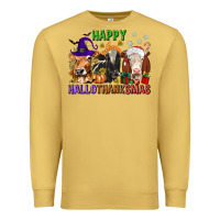 Antique Gold happy hallothanksmas with cow Premium Sweatshirt - texasbilliewilder