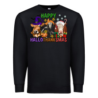 Black happy hallothanksmas with cow Premium Sweatshirt - texasbilliewilder