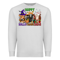 Dove Grey happy hallothanksmas with cow Premium Sweatshirt - texasbilliewilder