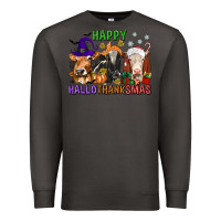 Smoke happy hallothanksmas with cow Premium Sweatshirt - texasbilliewilder