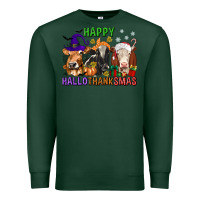 Sports Green happy hallothanksmas with cow Premium Sweatshirt - texasbilliewilder