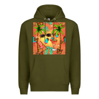 Army Green summer slipper and cocktail seamless pattern Premium Hoodie - BundleAndBundleShop