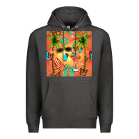 Charcoal Heather summer slipper and cocktail seamless pattern Premium Hoodie - BundleAndBundleShop