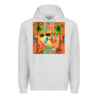 Dove Grey summer slipper and cocktail seamless pattern Premium Hoodie - BundleAndBundleShop