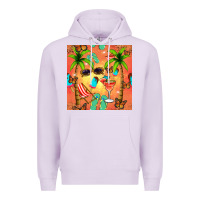 Lilac summer slipper and cocktail seamless pattern Premium Hoodie - BundleAndBundleShop