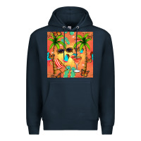 Navy summer slipper and cocktail seamless pattern Premium Hoodie - BundleAndBundleShop