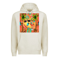 Oatmeal Heather summer slipper and cocktail seamless pattern Premium Hoodie - BundleAndBundleShop
