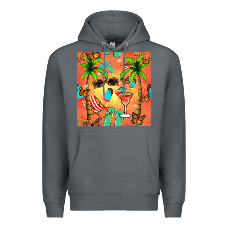 Summer Slipper And Cocktail Seamless Pattern Premium Hoodie by BundleAndBundleShop | Teevron