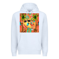 White summer slipper and cocktail seamless pattern Premium Hoodie - BundleAndBundleShop